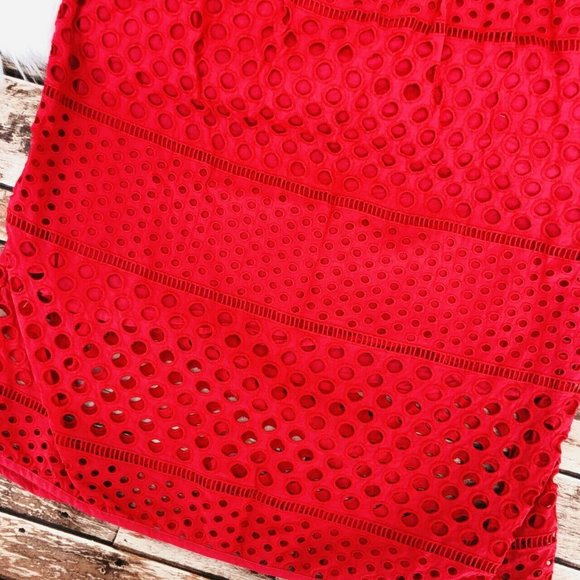 Ann Taylor Loft Eyelet Cutout Overlay Skirt Size 8 - Picture 2 of 6